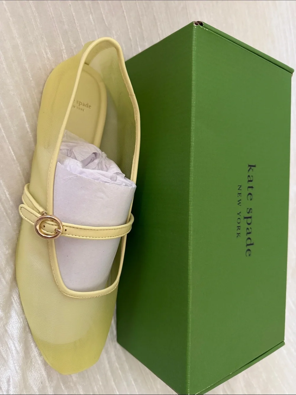 kate spade Pale Yellow Ballet Flat with Gold Buckle